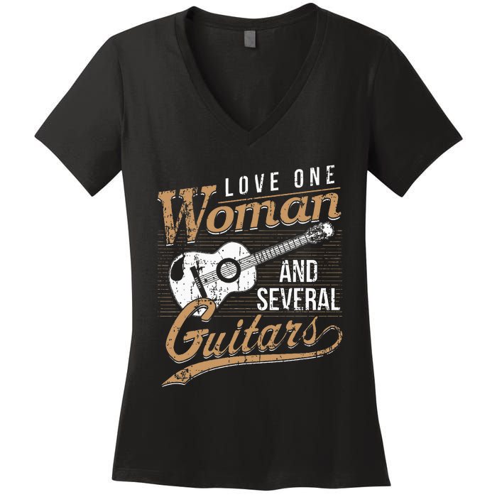 Guitar Lovers Guitarist Musician Band Playing Gifts Women's V-Neck T-Shirt