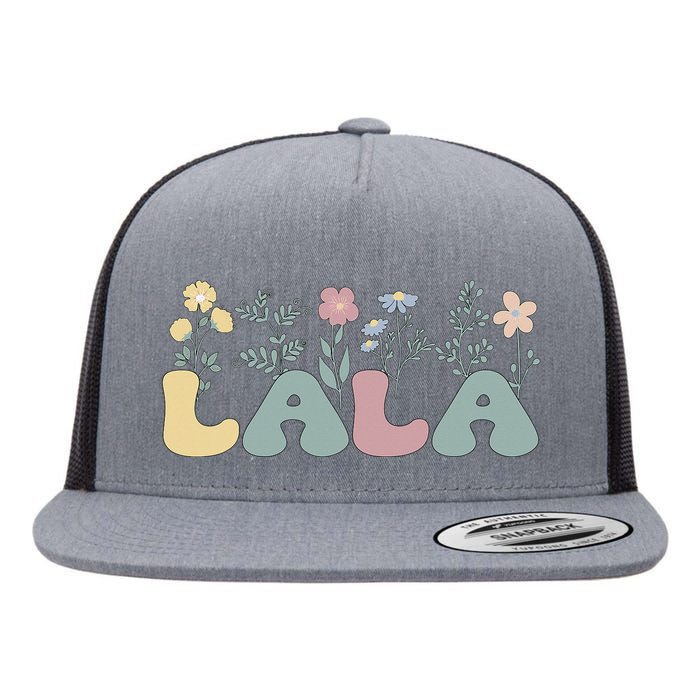 Groovy Lala Grandmother Flowers Lala Grandma Flat Bill Trucker Hat