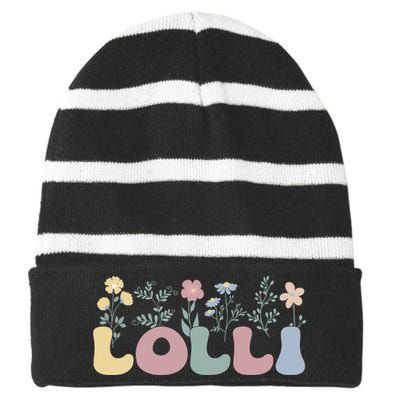 Groovy Lolli Grandmother Flowers Lolli Grandma Striped Beanie with Solid Band