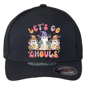 Groovy Lets Go Ghouls Cute Ghost Halloween Spooky Season Funny Gift Flexfit Unipanel Trucker Cap