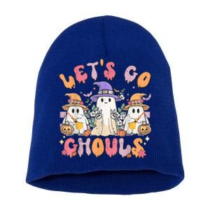 Groovy Lets Go Ghouls Cute Ghost Halloween Spooky Season Funny Gift Short Acrylic Beanie