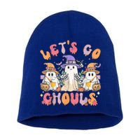 Groovy Lets Go Ghouls Cute Ghost Halloween Spooky Season Funny Gift Short Acrylic Beanie