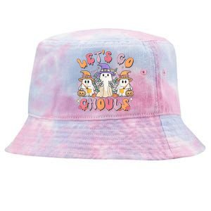 Groovy Lets Go Ghouls Cute Ghost Halloween Spooky Season Funny Gift Tie-Dyed Bucket Hat