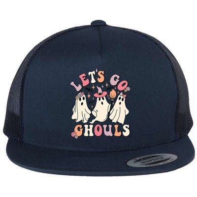 Groovy Lets Go Ghouls Halloween Cute Ghost Funny Great Gift Flat Bill Trucker Hat