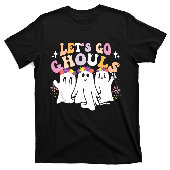 Groovy Lets Go Ghouls Cute Ghost Halloween Spooky Season T-Shirt