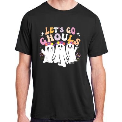 Groovy Lets Go Ghouls Cute Ghost Halloween Spooky Season Adult ChromaSoft Performance T-Shirt