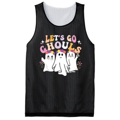 Groovy Lets Go Ghouls Cute Ghost Halloween Spooky Season Mesh Reversible Basketball Jersey Tank