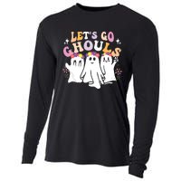 Groovy Lets Go Ghouls Cute Ghost Halloween Spooky Season Cooling Performance Long Sleeve Crew