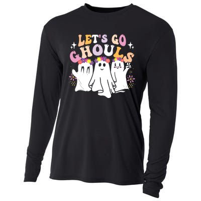 Groovy Lets Go Ghouls Cute Ghost Halloween Spooky Season Cooling Performance Long Sleeve Crew