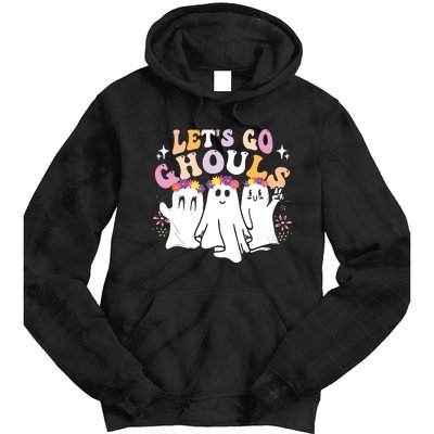 Groovy Lets Go Ghouls Cute Ghost Halloween Spooky Season Tie Dye Hoodie