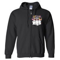 Groovy Lets Go Ghouls Cute Ghost Halloween Spooky Season Full Zip Hoodie