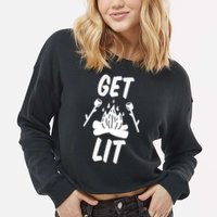 Get Lit Gift Cropped Pullover Crew