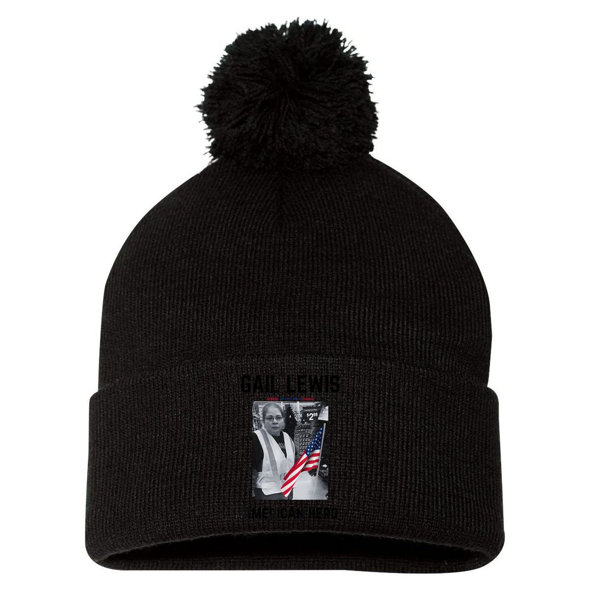 Gail Lewis Gail Lewis We Salute You The End American Hero Pom Pom 12in Knit Beanie