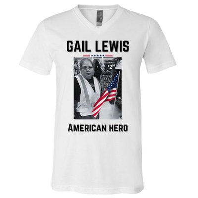 Gail Lewis Gail Lewis We Salute You The End American Hero V-Neck T-Shirt