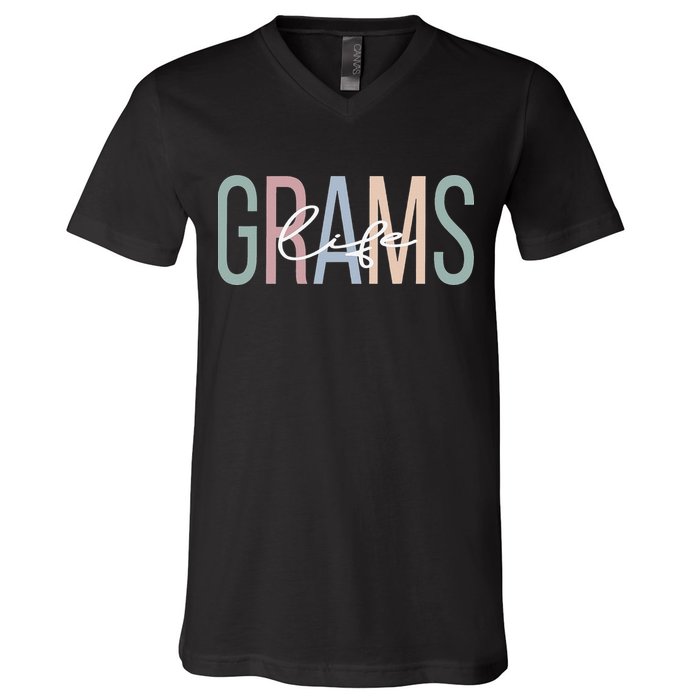 Grams Life Grams Grandma Boho Grams Grandmother V-Neck T-Shirt