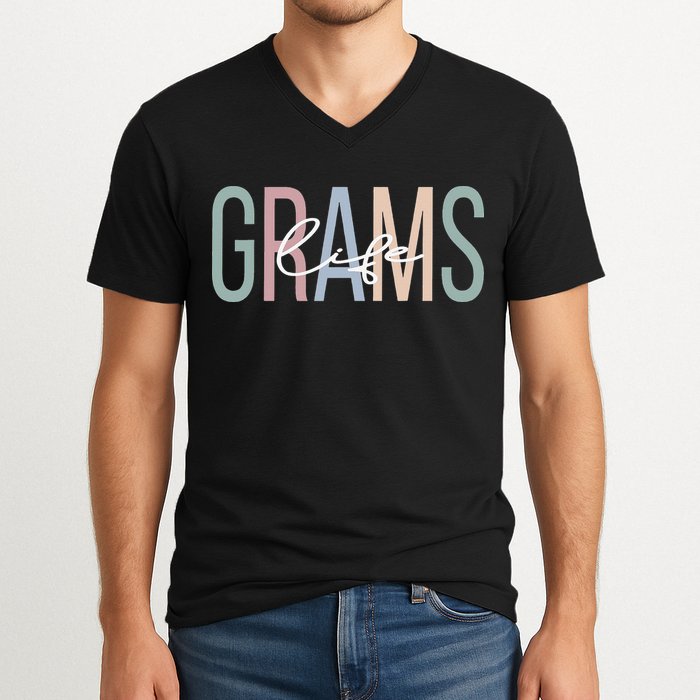Grams Life Grams Grandma Boho Grams Grandmother V-Neck T-Shirt