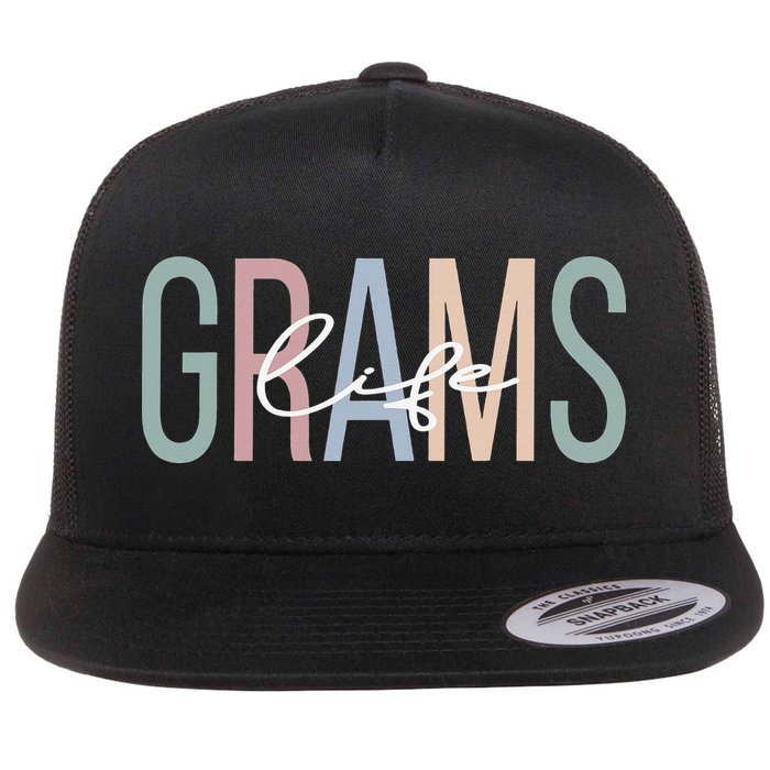 Grams Life Grams Grandma Boho Grams Grandmother Flat Bill Trucker Hat