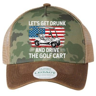 Golfer Lets Get Drunk And Drive The Golf Cart Golf Player Legacy Tie Dye Trucker Hat