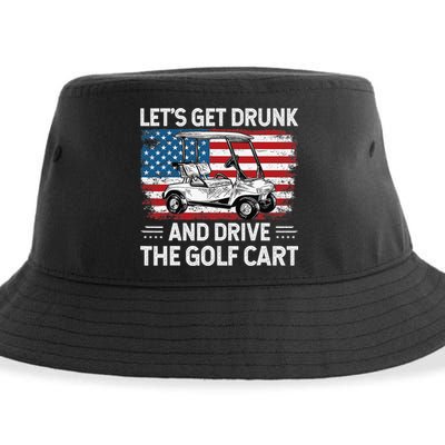 Golfer Lets Get Drunk And Drive The Golf Cart Golf Player Sustainable Bucket Hat
