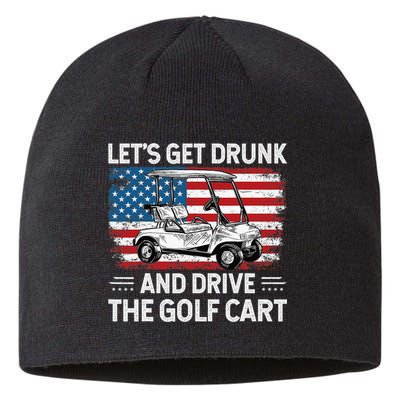 Golfer Lets Get Drunk And Drive The Golf Cart Golf Player Sustainable Beanie