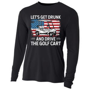 Golfer Lets Get Drunk And Drive The Golf Cart Golf Player Cooling Performance Long Sleeve Crew