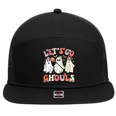 Groovy LetS Go Ghouls Halloween Ghost Outfit Gift 7 Panel Mesh Trucker Snapback Hat