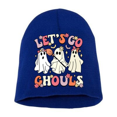 Groovy LetS Go Ghouls Halloween Ghost Outfit Gift Short Acrylic Beanie