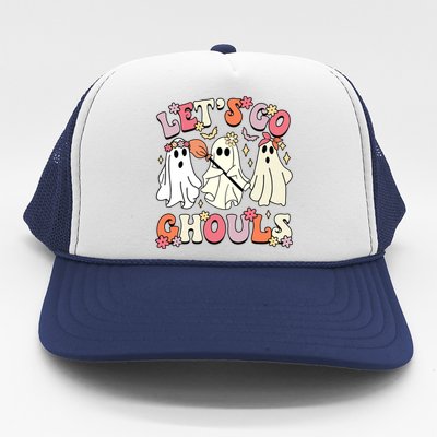 Groovy LetS Go Ghouls Halloween Ghost Outfit Gift Trucker Hat