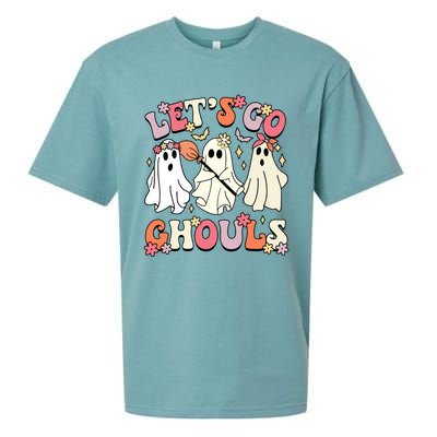 Groovy LetS Go Ghouls Halloween Ghost Outfit Gift Sueded Cloud Jersey T-Shirt