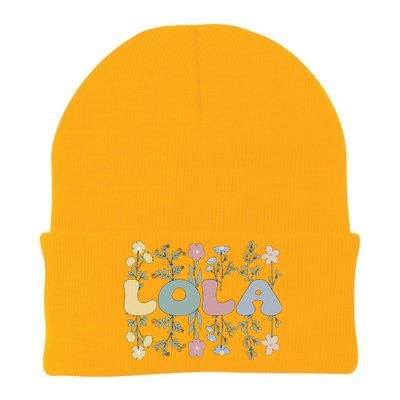 Groovy Lola Grandmother Flowers Lola Grandma Knit Cap Winter Beanie