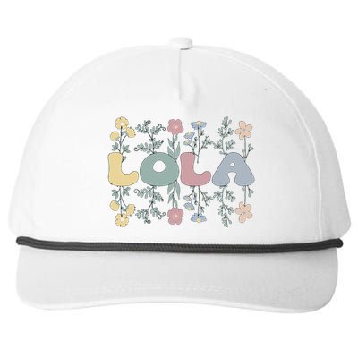 Groovy Lola Grandmother Flowers Lola Grandma Snapback Five-Panel Rope Hat