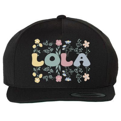 Groovy Lola Grandmother Flowers Lola Grandma Wool Snapback Cap