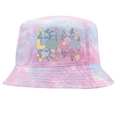 Groovy Lola Grandmother Flowers Lola Grandma Tie-Dyed Bucket Hat