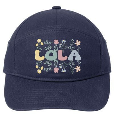 Groovy Lola Grandmother Flowers Lola Grandma 7-Panel Snapback Hat