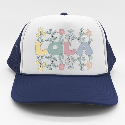 Groovy Lola Grandmother Flowers Lola Grandma Trucker Hat