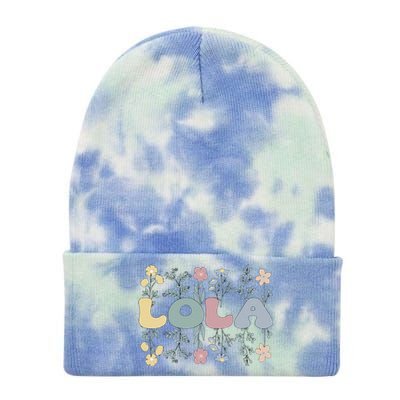 Groovy Lola Grandmother Flowers Lola Grandma Tie Dye 12in Knit Beanie