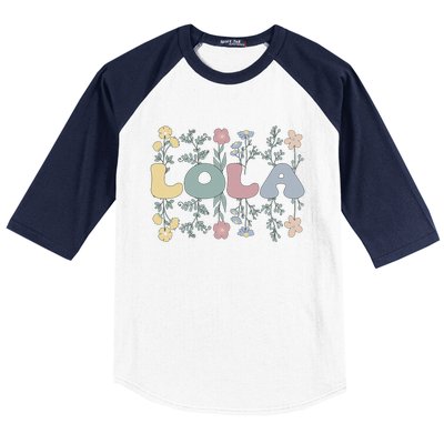 Groovy Lola Grandmother Flowers Lola Grandma Baseball Sleeve Shirt