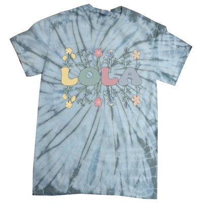 Groovy Lola Grandmother Flowers Lola Grandma Tie-Dye T-Shirt