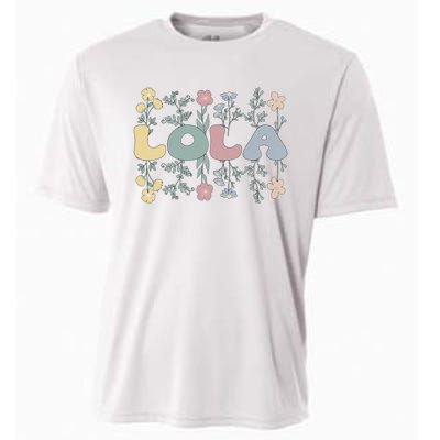 Groovy Lola Grandmother Flowers Lola Grandma Cooling Performance Crew T-Shirt