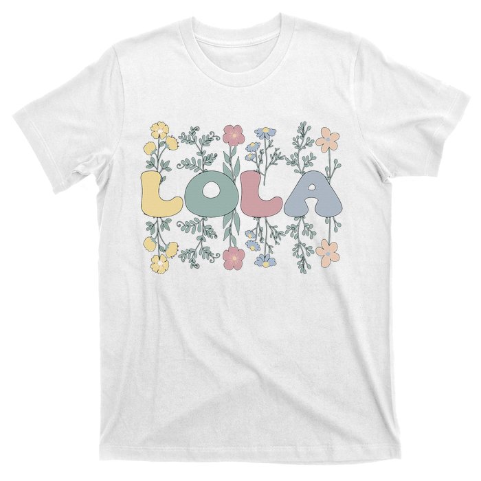 Groovy Lola Grandmother Flowers Lola Grandma T-Shirt