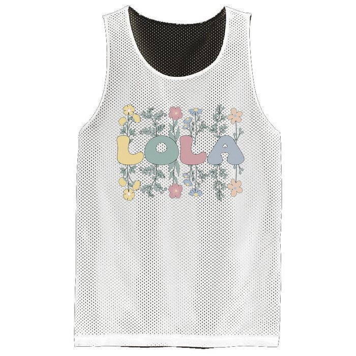 Groovy Lola Grandmother Flowers Lola Grandma Mesh Reversible Basketball Jersey Tank