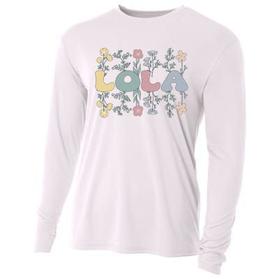 Groovy Lola Grandmother Flowers Lola Grandma Cooling Performance Long Sleeve Crew