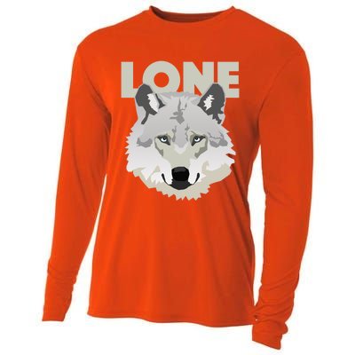 Graphic Lone Grey Wolf Sigma Male Gift Cooling Performance Long Sleeve Crew