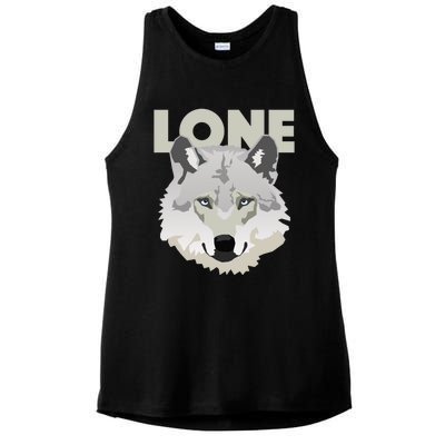 Graphic Lone Grey Wolf Sigma Male Gift Ladies PosiCharge Tri-Blend Wicking Tank