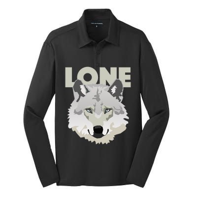 Graphic Lone Grey Wolf Sigma Male Gift Silk Touch Performance Long Sleeve Polo