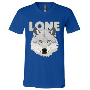 Graphic Lone Grey Wolf Sigma Male Gift V-Neck T-Shirt