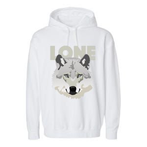 Graphic Lone Grey Wolf Sigma Male Gift Garment-Dyed Fleece Hoodie