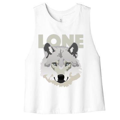 Graphic Lone Grey Wolf Sigma Male Gift Women's Racerback Cropped Tank