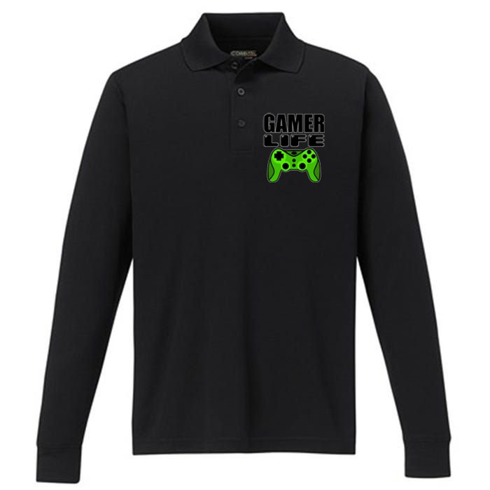 Gamer Life Performance Long Sleeve Polo