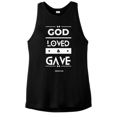 God Loved & Gave  Ladies PosiCharge Tri-Blend Wicking Tank